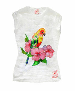 T-shirt dipinta a mano - Color bird