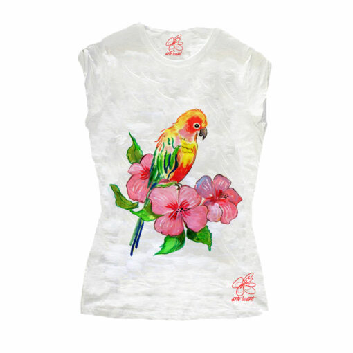 T-shirt dipinta a mano - Color bird