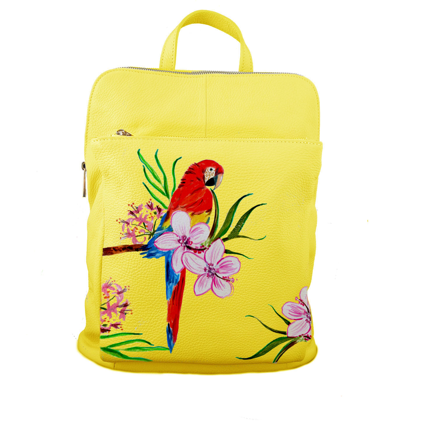 Borsa zaino dipinta a mano – Red parrot