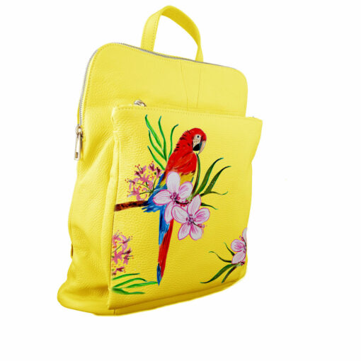 Borsa zaino dipinta a mano – Red parrot