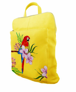 Borsa zaino dipinta a mano – Red parrot