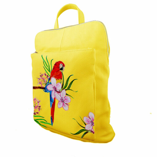 Borsa zaino dipinta a mano – Red parrot