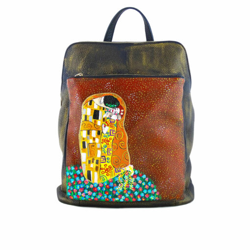 Borsa zaino dipinta a mano – Il bacio di Klimt