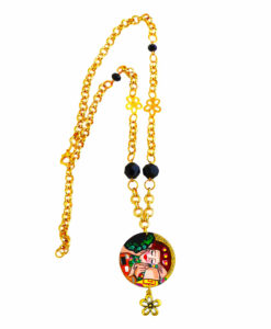 Hand-painted necklace - The kiss by Klimt