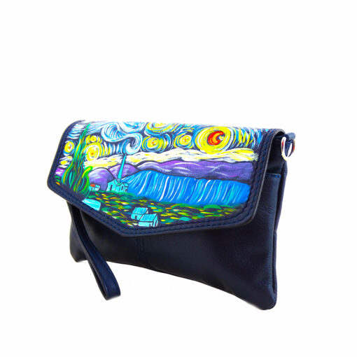 Borsa dipinta a mano – La notte stellata di Van Gogh