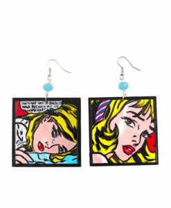 Hand-painted earrings - Cartoons by Roy Lichtenstein