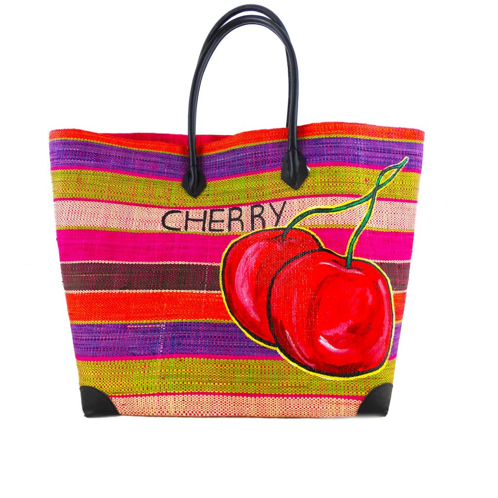 Borsa dipinta a mano in paglia – Cherry