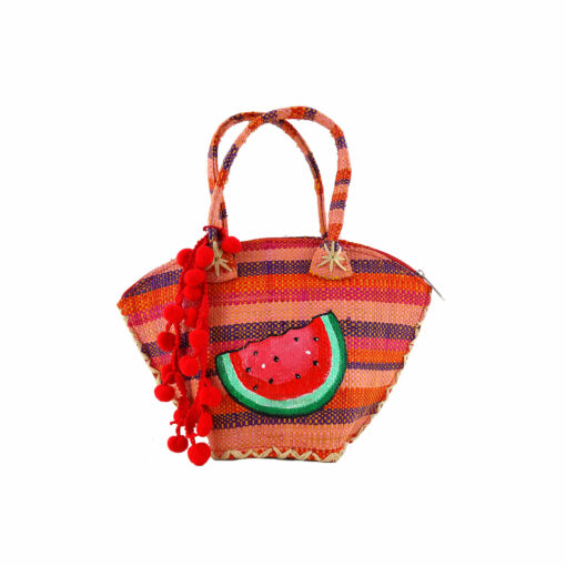 Hand-painted straw handbag - Watermelon