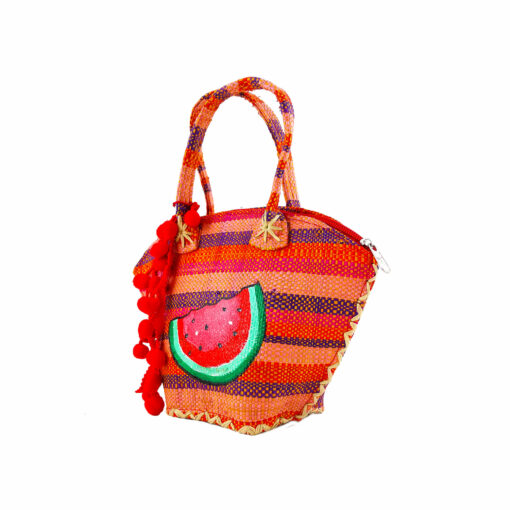 Hand-painted straw handbag - Watermelon