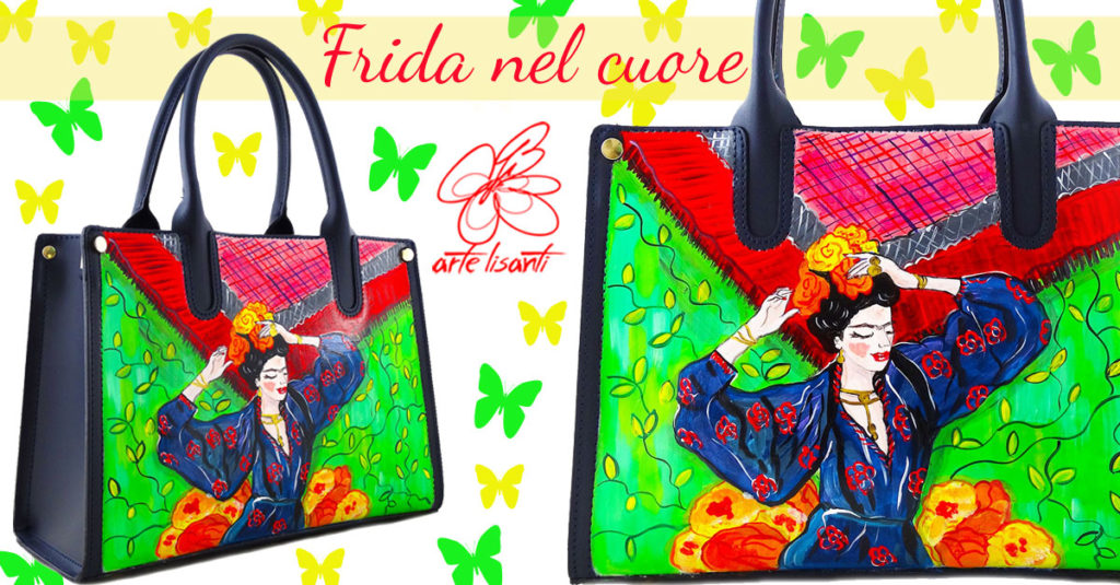 Borsa dipinta a mano – Frida Kahlo nel cuore