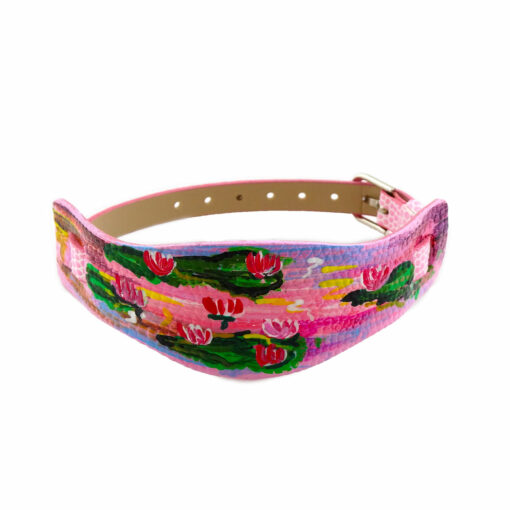 Bracciale dipinto a mano – Le ninfee rosa di Monet