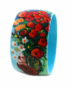 Bracciale dipinto a mano – Vaso con papaveri ed altri fiori di campo di Van Gogh