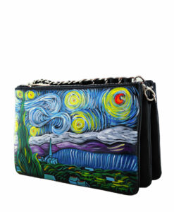 Borsetta in pelle dipinta a mano - La notte stellata di Van Gogh