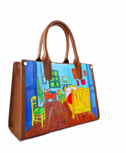 Borsa in pelle dipinta a mano - La stanza di Van Gogh