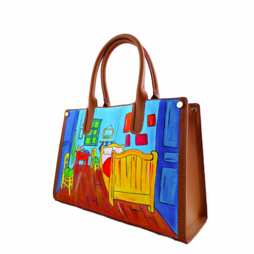 Borsa in pelle dipinta a mano - La stanza di Van Gogh
