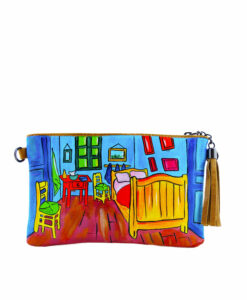Hand-painted bag pochette - The room by Van Gogh