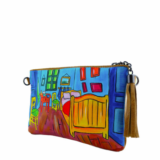 Hand-painted bag pochette - The room by Van Gogh