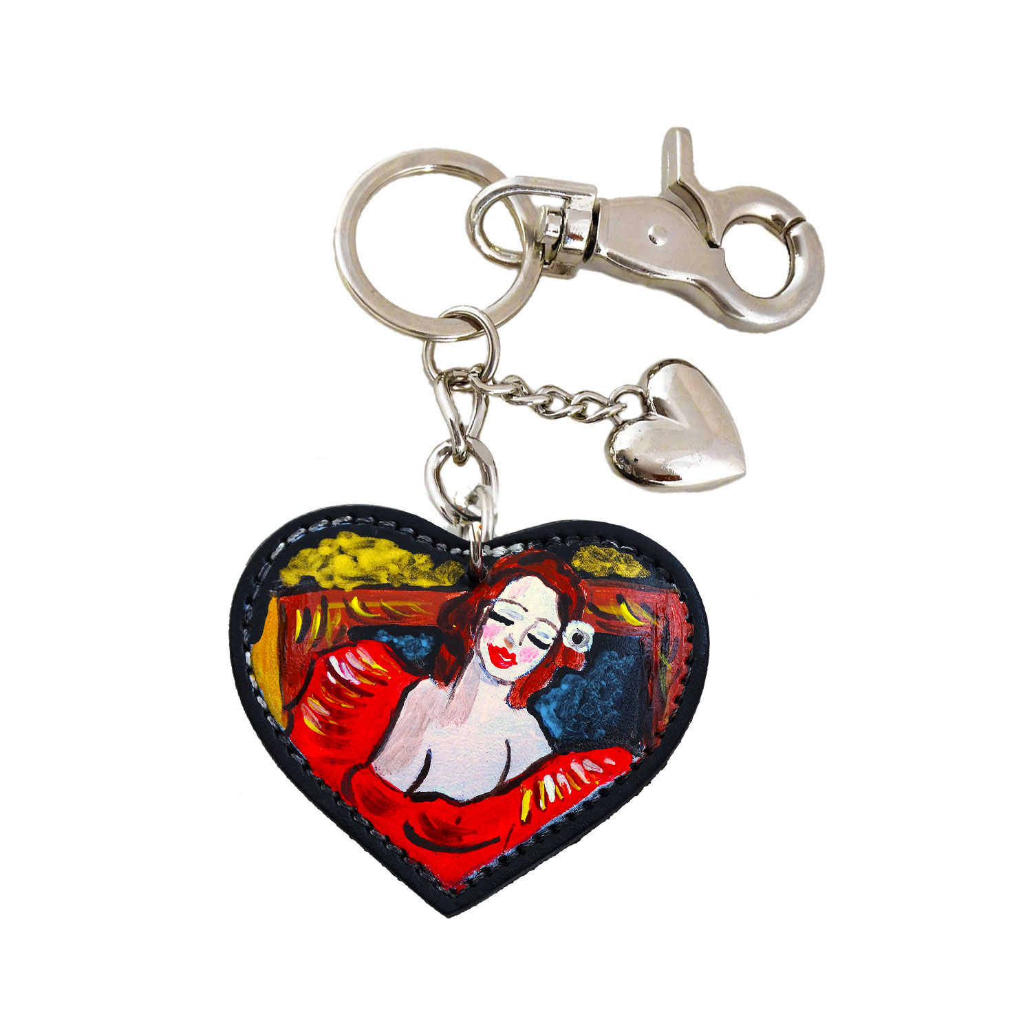 Hand painted keychain – Picture girl