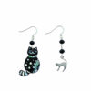 Hand-painted earrings - Black and white kitten