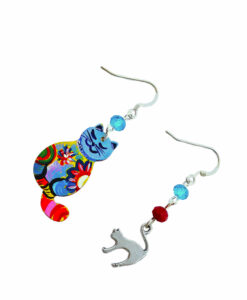 Hand-painted earrings - Multicolored kitten