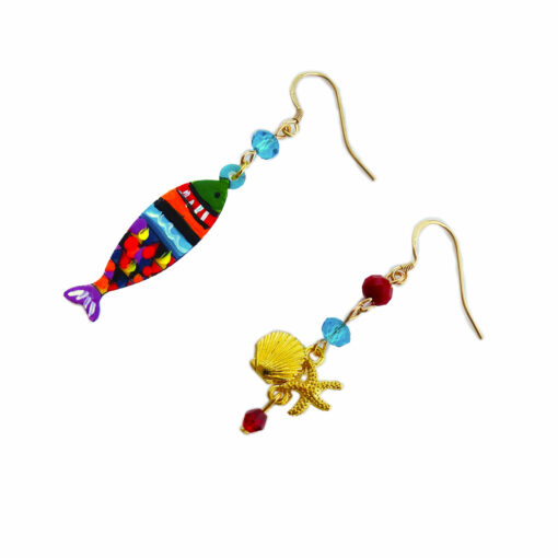 Hand-painted earrings - Multicolor fish