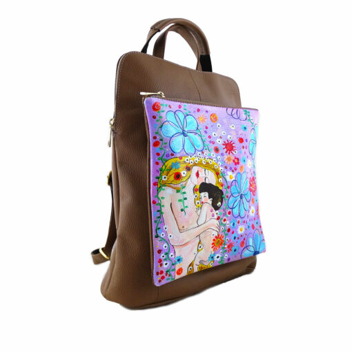 Borsa zaino dipinta a mano – Madre e figlio di Klimt