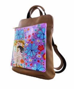 Borsa zaino dipinta a mano – Madre e figlio di Klimt