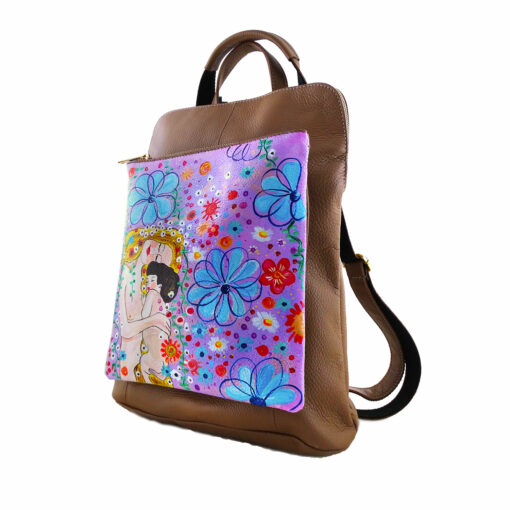 Borsa zaino dipinta a mano – Madre e figlio di Klimt