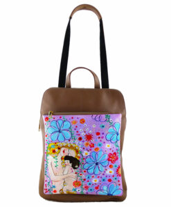 Borsa zaino dipinta a mano – Madre e figlio di Klimt