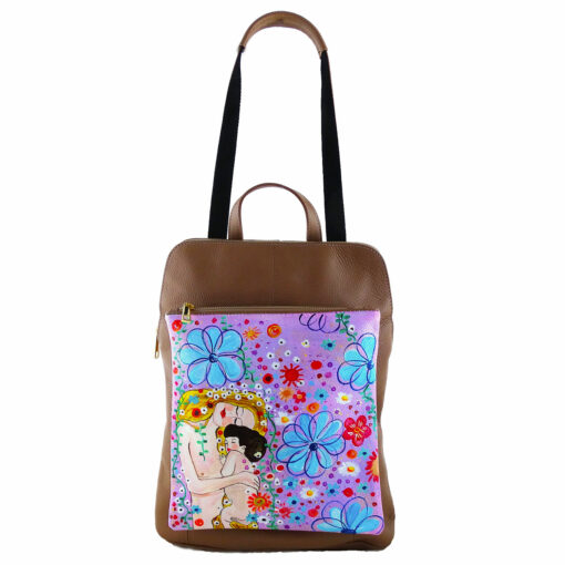 Borsa zaino dipinta a mano – Madre e figlio di Klimt