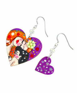 Hand painted earrings - Mother and son by Gustav Klimt