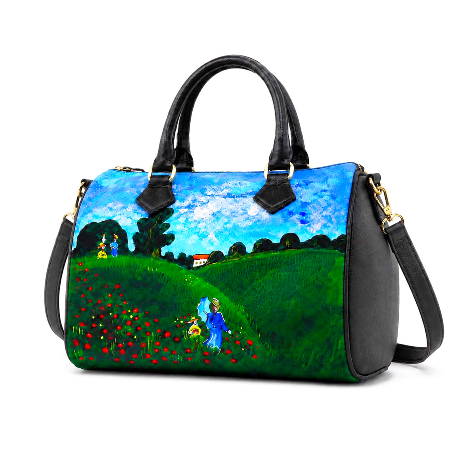 Borsa dipinta a mano - I papaveri di Monet Borsa dipinta a mano - I papaveri di Monet