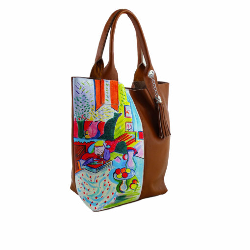 Hand painted bag - Interior with a girl readings by Matisse