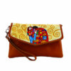 Borsa pochette in pelle dipinta a mano – L' abbraccio di Klimt