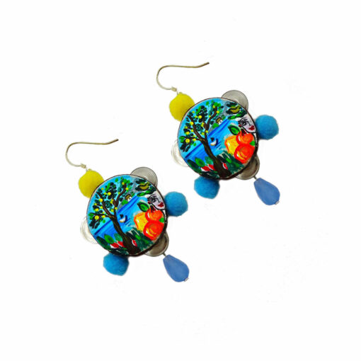Hand-painted earrings - Tambourines heart of Sicily