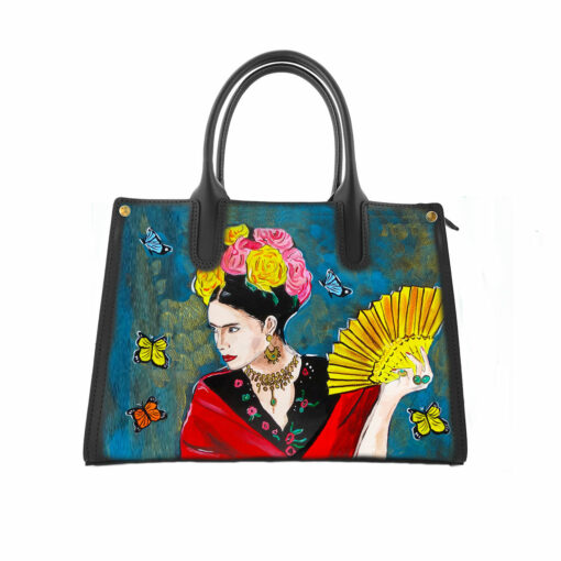 Borsa dipinta a mano – Omaggio a Frida Kahlo