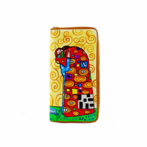 Portafoglio dipinto a mano – L’ abbraccio di Klimt