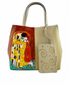 Borsa da donna in pelle dipinta a mano – Il bacio di Klimt