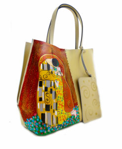 Borsa da donna in pelle dipinta a mano – Il bacio di Klimt