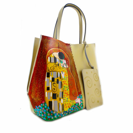 Borsa da donna in pelle dipinta a mano – Il bacio di Klimt