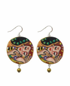 Orecchini in ceramica dipinti a mano – Il bacio di Klimt