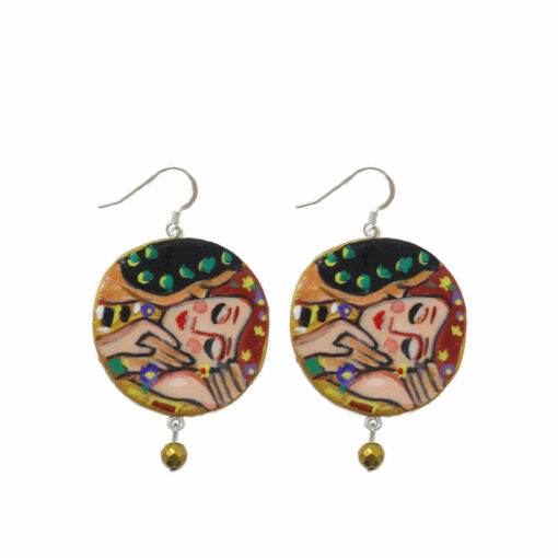 Orecchini in ceramica dipinti a mano – Il bacio di Klimt