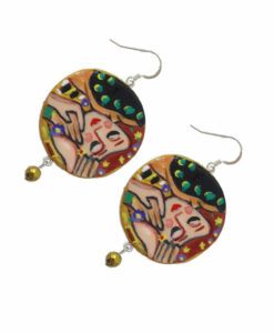 Orecchini in ceramica dipinti a mano – Il bacio di Klimt
