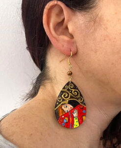 Orecchini dipinto a mano - L’ albero della vita Klimt