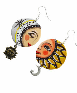 Orecchini in ceramica dipinta a mano – Sole e luna ceramica