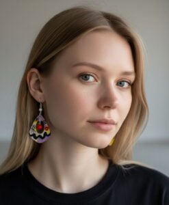 Orecchini dipinto a mano - Blu, giallo, rosso di Kandinskij