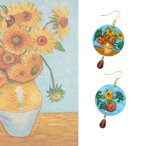 Orecchini dipinti a mano – I girasoli di Van Gogh