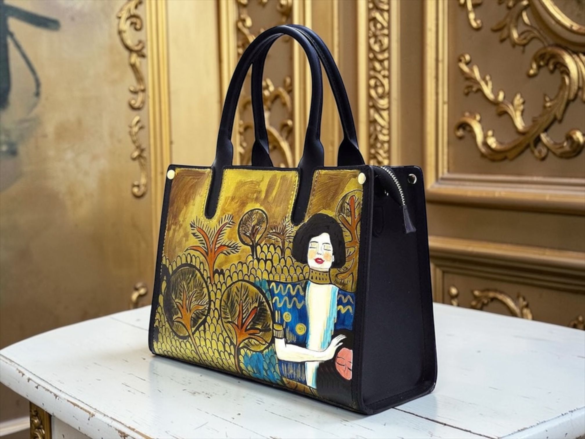 Borsa dipinta a mano – Giuditta di Klimt Borsa dipinta a mano – Giuditta di Klimt