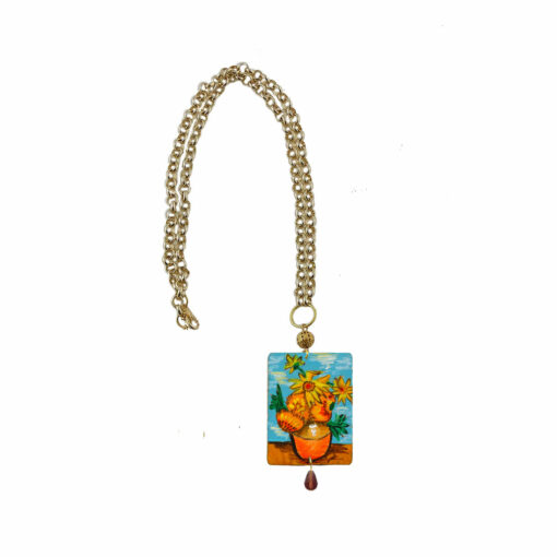 Collana dipinta a mano – I girasoli di Van Gogh