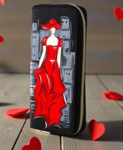 Portafoglio dipinto a mano - Lady in red